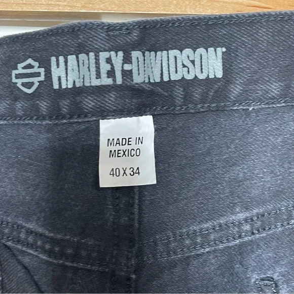 Harley Davidson Mens Black Denim Boot-Cut Jeans Size 40 x 34 Moto
